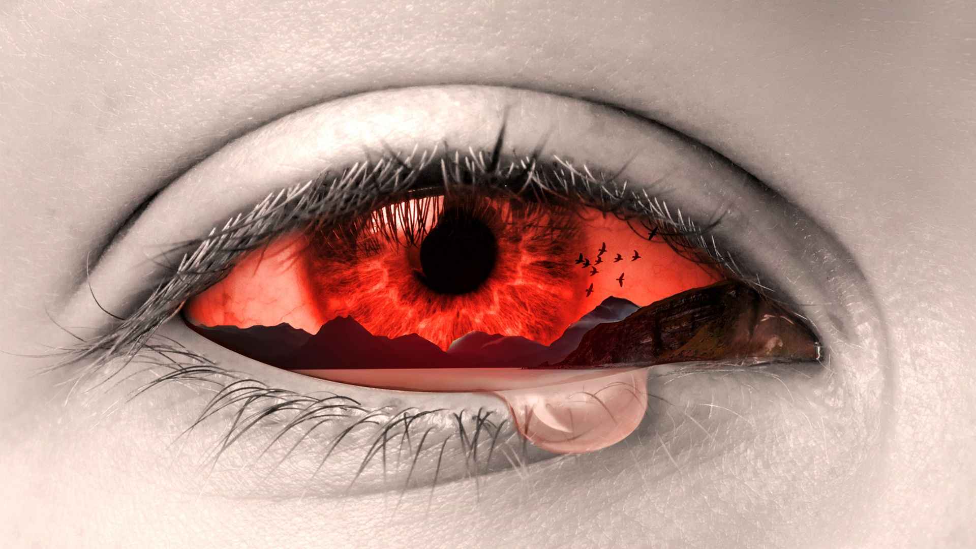 Eye pain art impression